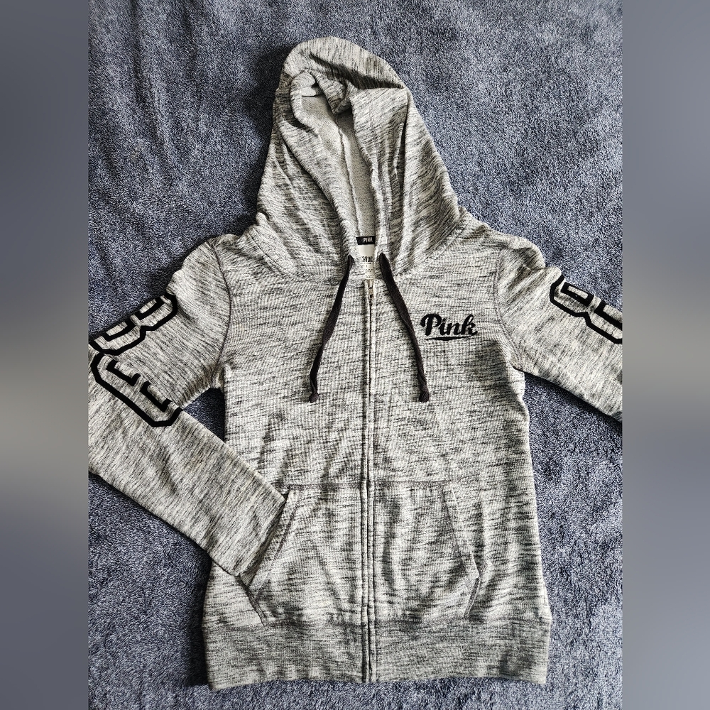 Pink Gray Hooded Sweatshirt